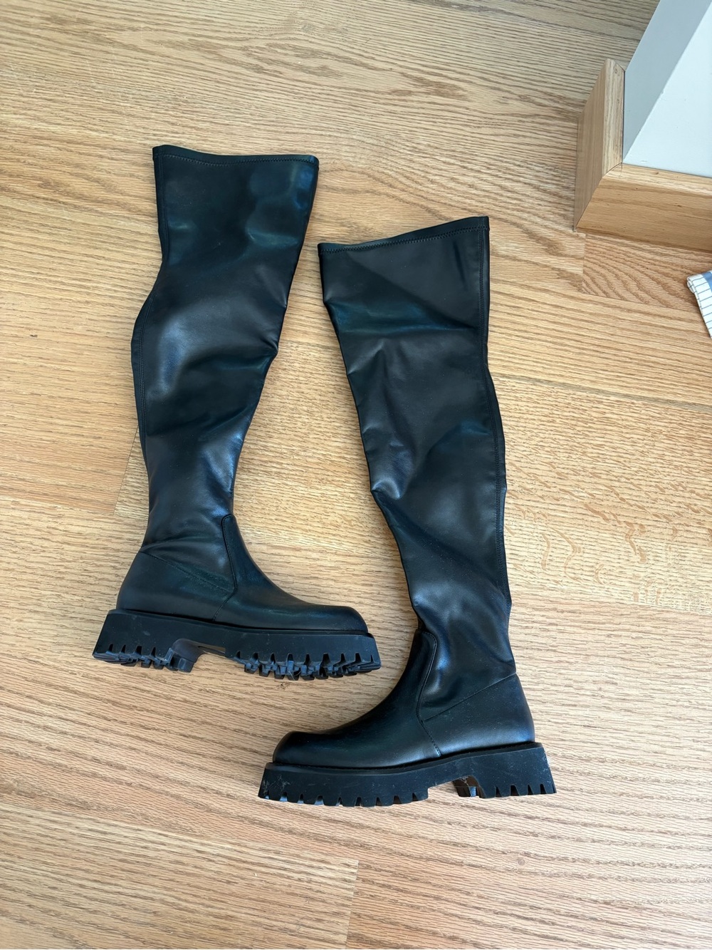 Black Over-the-Knee Chunky Sole Women's Boots